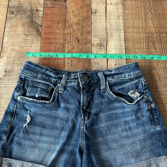 Silver Jeans Co. Women's Size 26 Boyfriend Short 4.5" Cuffed in Medium Blue - Picture 2 of 7